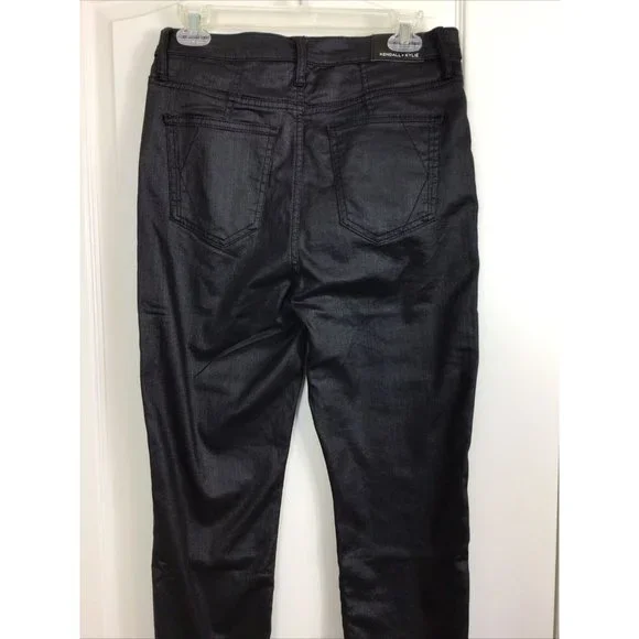Kendall + Kylie Coated Black Kontour High Rise Pants, Sz 13/31 NWT - Picture 4 of 9